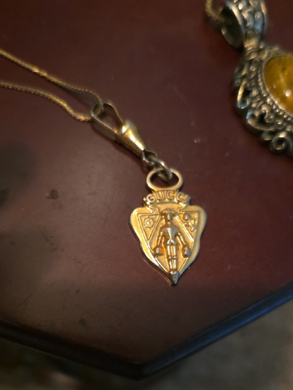 Gucci Gold Shield Pendant Necklace - Picture 2 of 4